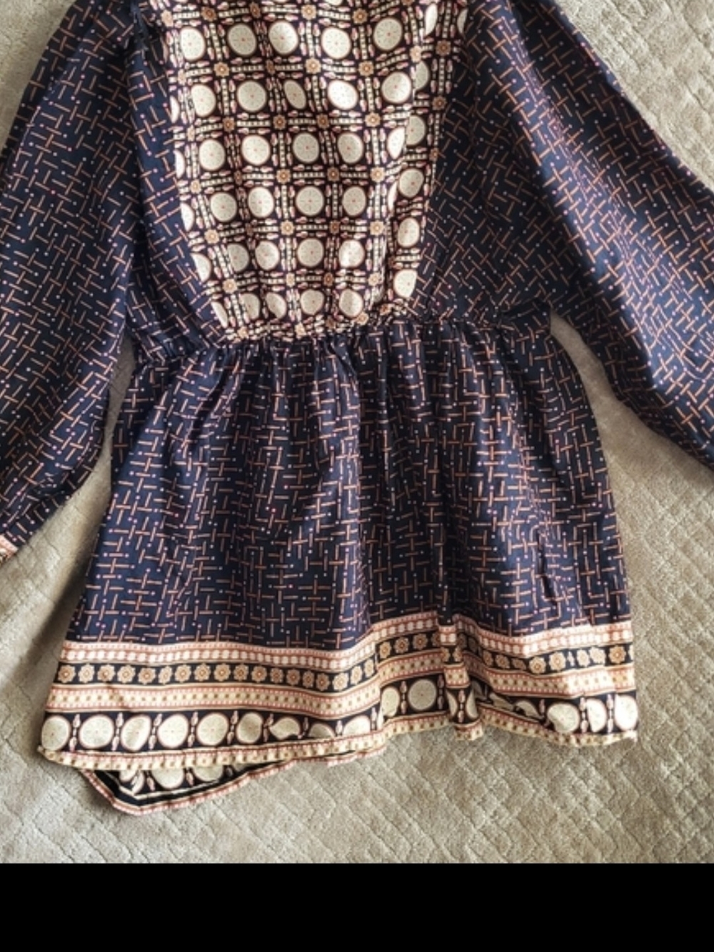 * H&M Boho cotton tunic blouse W geometric print and tie detail, Babydoll Flowy - Picture 8 of 8